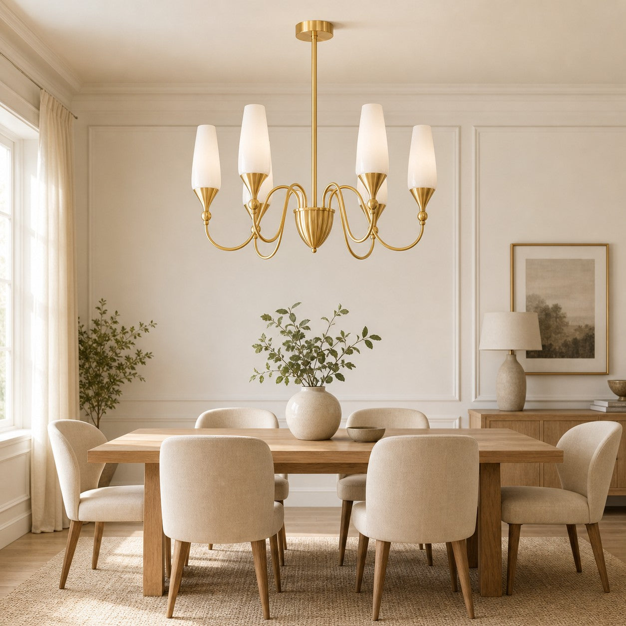 French Copper and Glass Chandelier for Dining Room