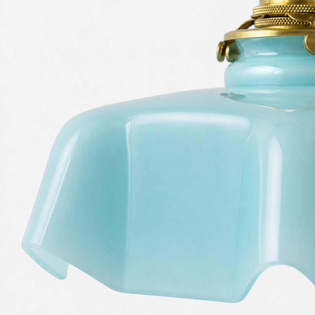 Vintage scalloped opaline glass pendant light view 9