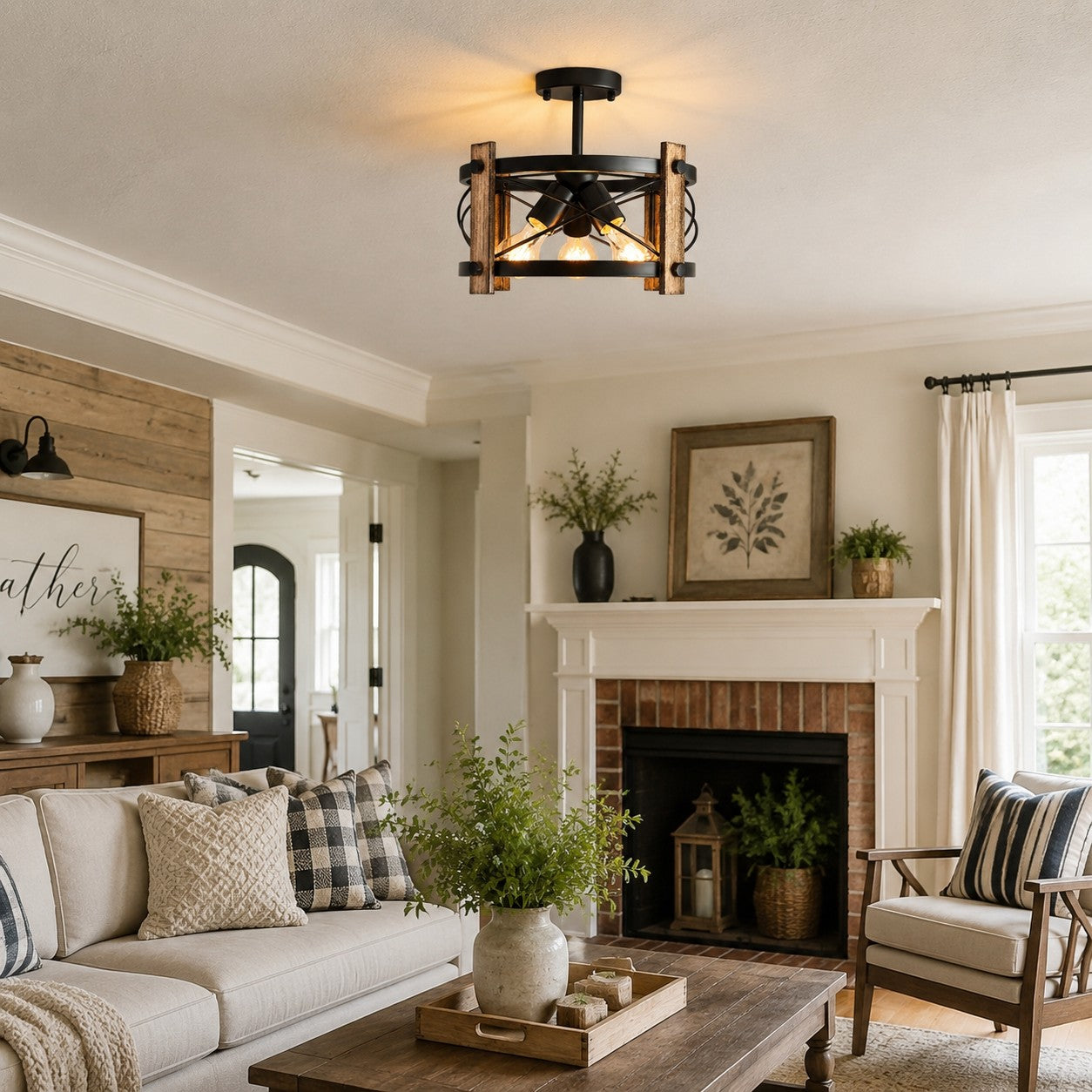 Rustic Farmhouse 3-Light Ceiling Fixture