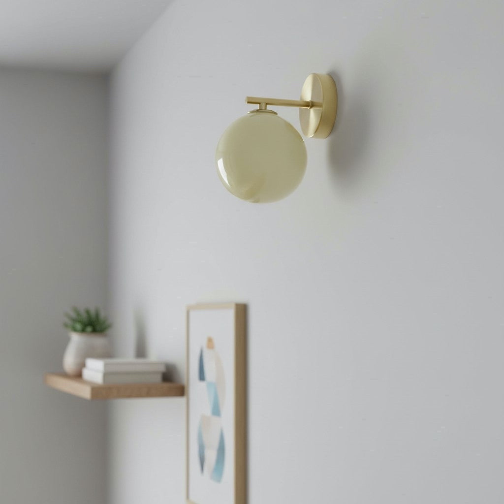 Orra Opal Glass Wall Sconce - Elegant Globe and Metal Sconce for Living Room and Bedroom