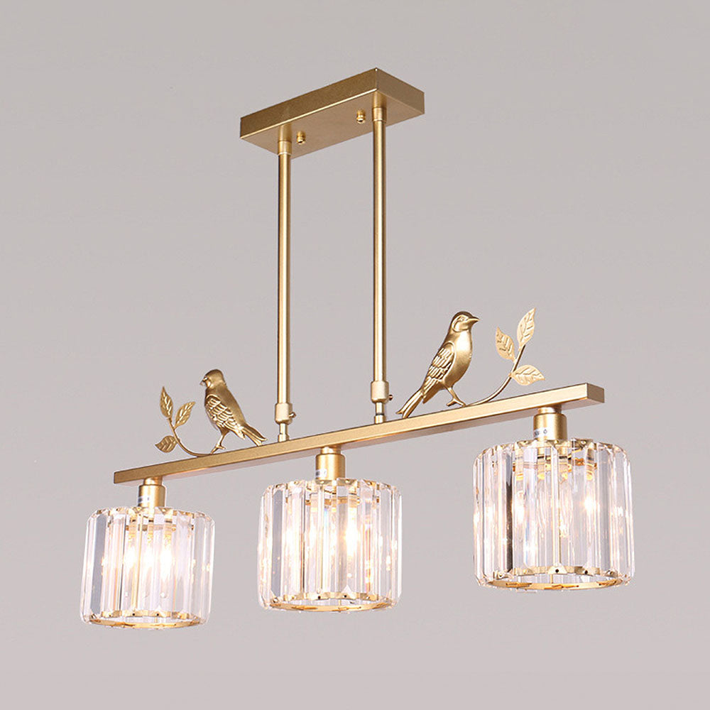 Crystal Island Pendant Light - Multi-Head Bird Theme Luxe Design