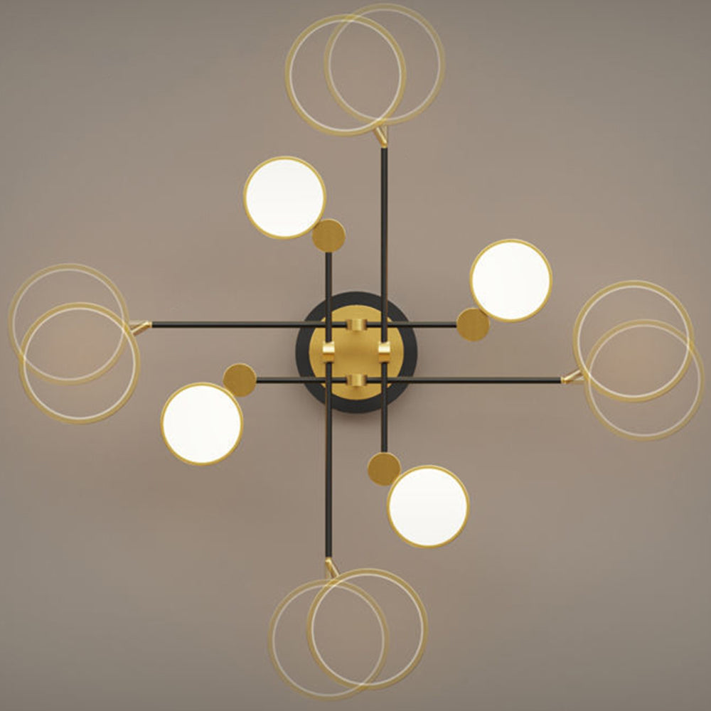 Branch Ring Chandelier - Gold Black Multi Light for Modern Bedroom