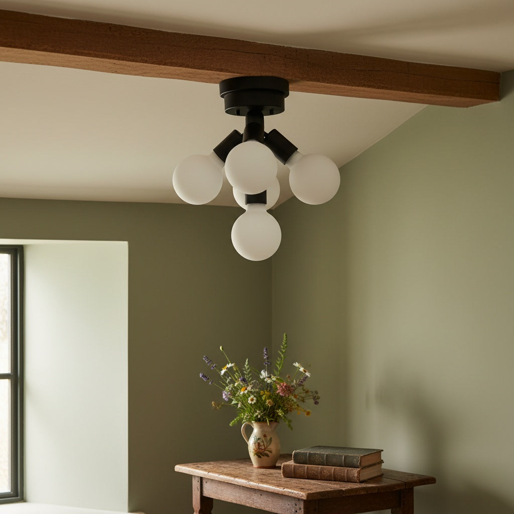Glorica Glass Flush Mount Light - Globe Ceiling Fixture Modern