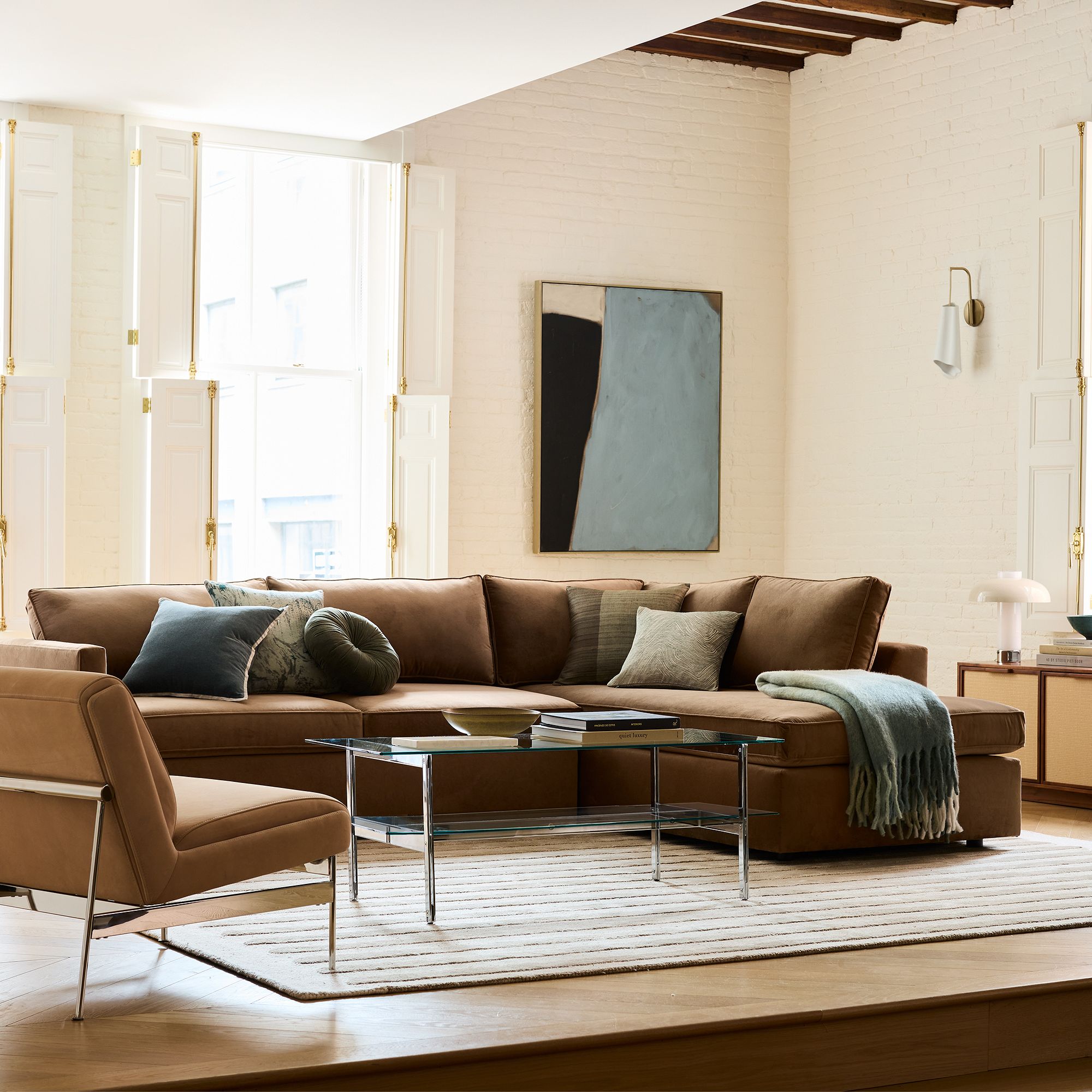 Orovia Sleek Wall Sconce – Ceramic & Metal Champagne Brass