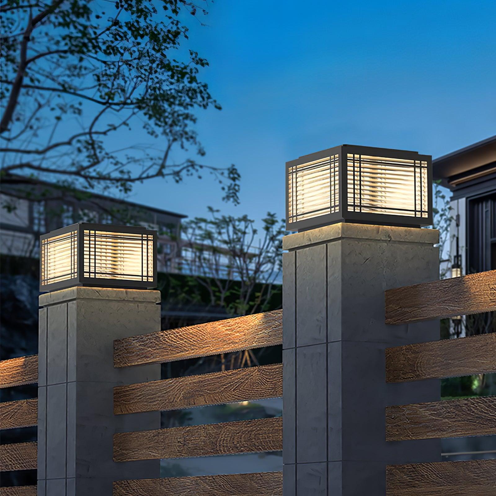 Outdoor Post Light - Solar Stainless Steel Lamp for Deck & Garden Use
