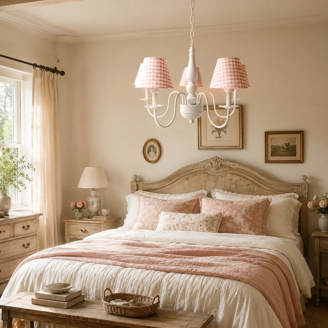 Colorful Fabric Shade 5-Light Chandelier