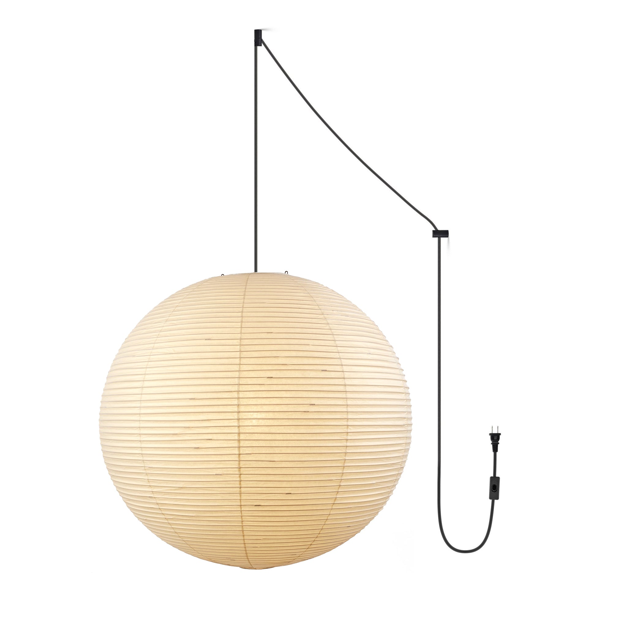 Mid-Century Pendant Swag Light - Japanese Paper Lamp for Bedroom