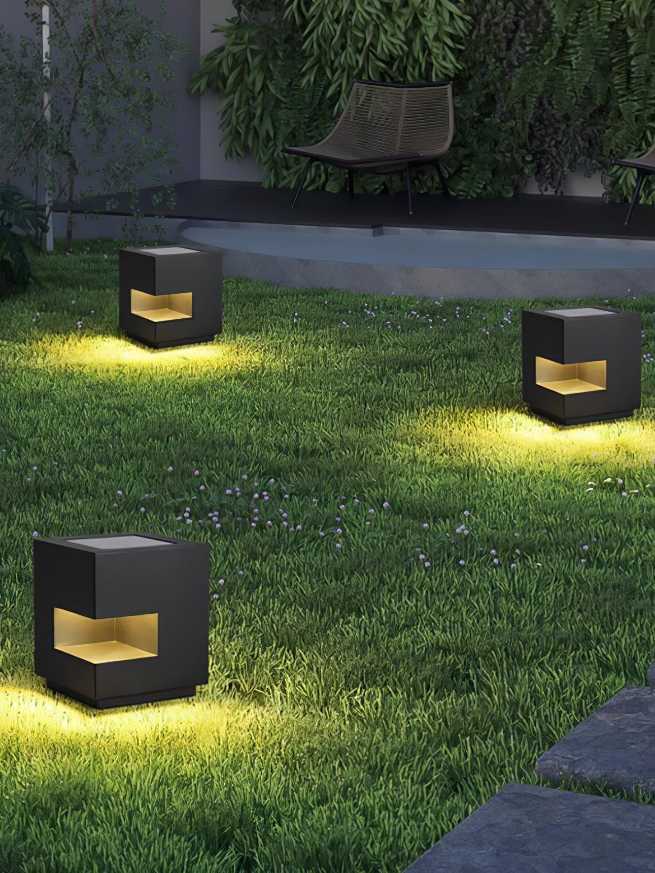 Cube Post Outdoor Light - Cube Outdoor Lamp Great for Courtyards