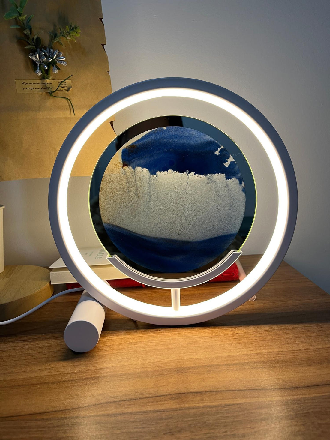 Entspannende Sand-Tischlampe – fließendes Sandlicht für Schlafzimmer und Büro