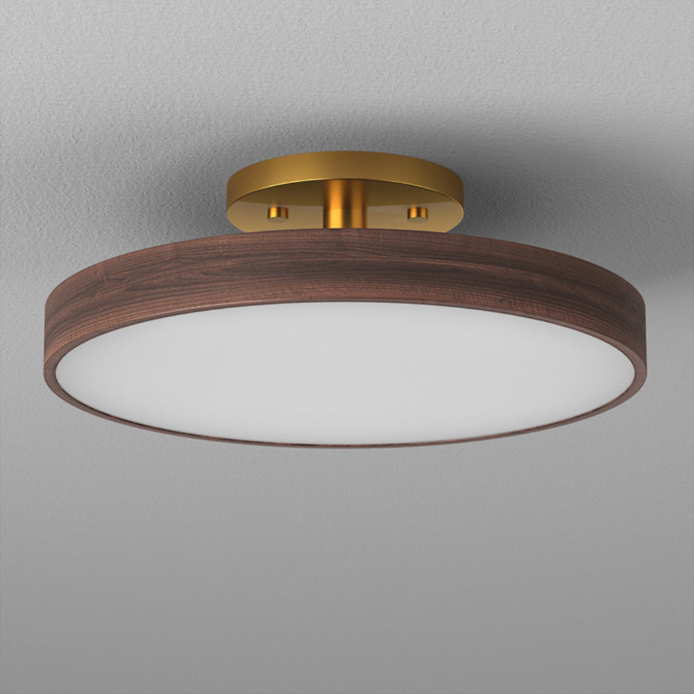 Round LED Ceiling Light - Modern Brown Acrylic Lamp for Bedroom