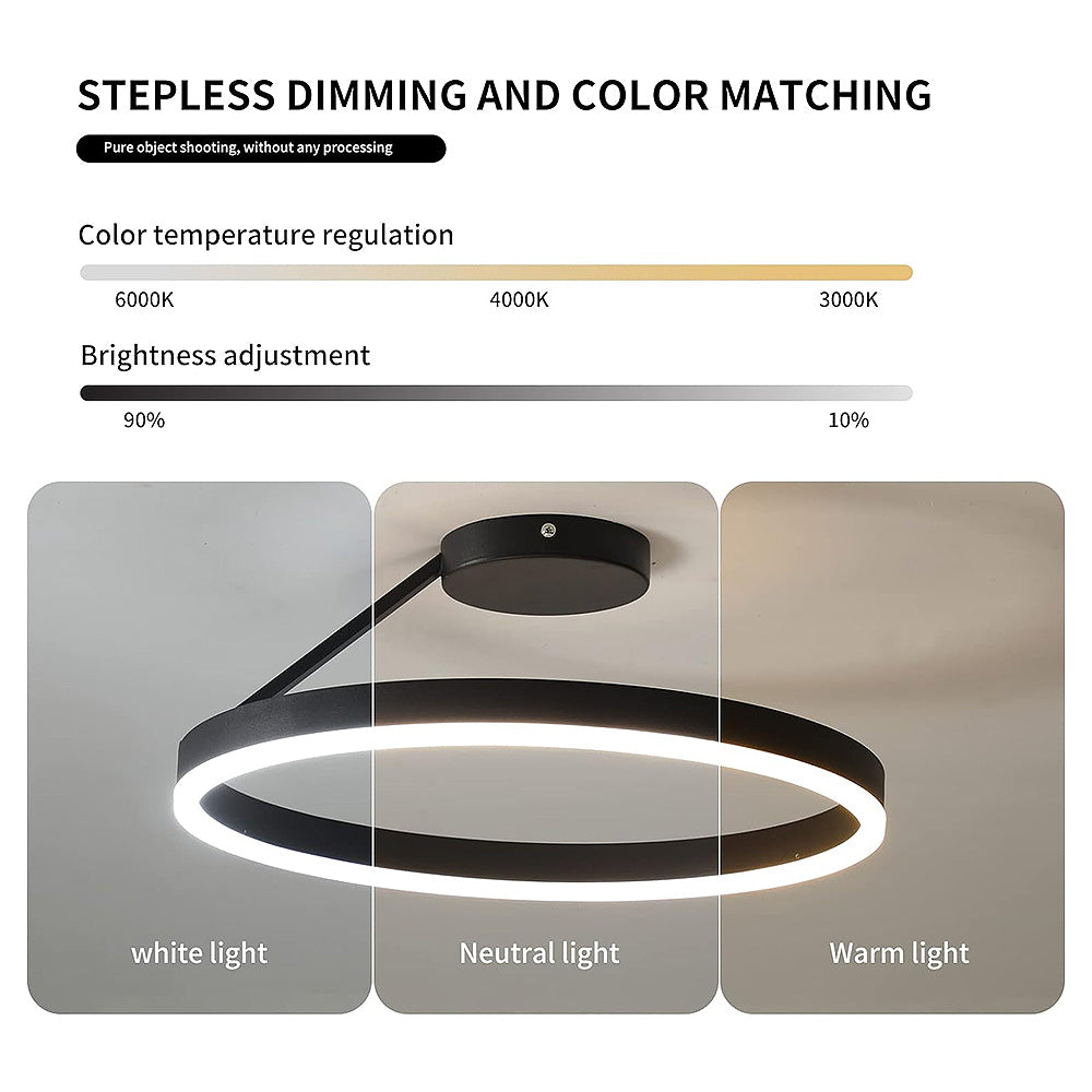 Metal Circle Ceiling Light - Minimalist LED Lamp for Living Room