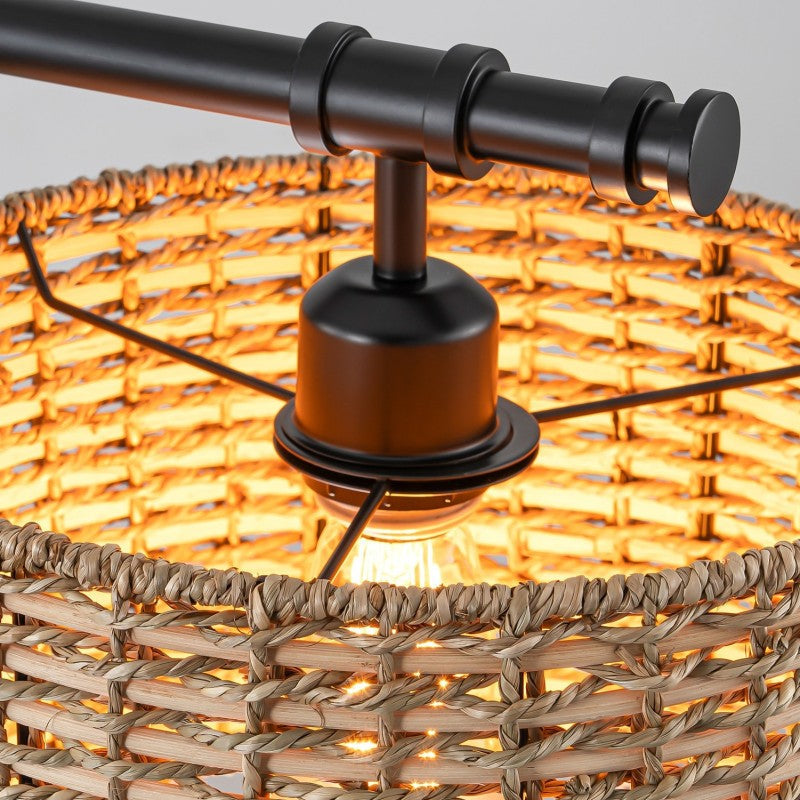 3 Light Handwoven Drum Farmhouse Pendant Light