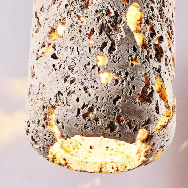 Natural Cylindrical Hollow Travertine Pendant Light