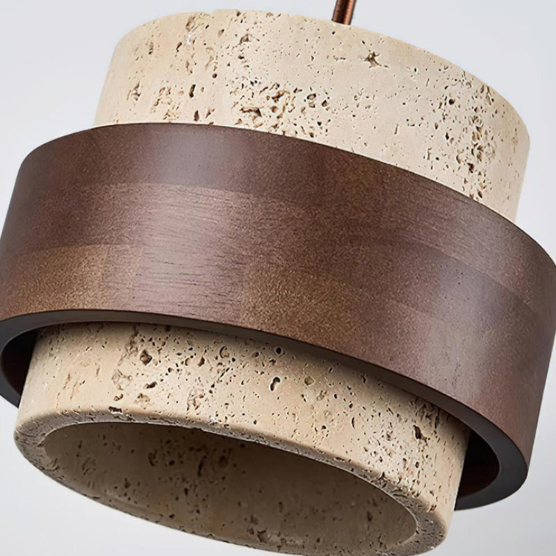 Moderne zylindrische Travertin-Steinsäule Pendelleuchte