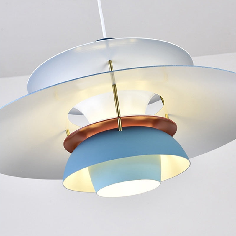 Dänische Pendelleuchte aus Metall – Klassische mehrschichtige Lampenschirmlampe fürs Schlafzimmer