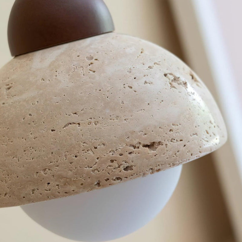 Organic Travertine Bud Design Pendant Light