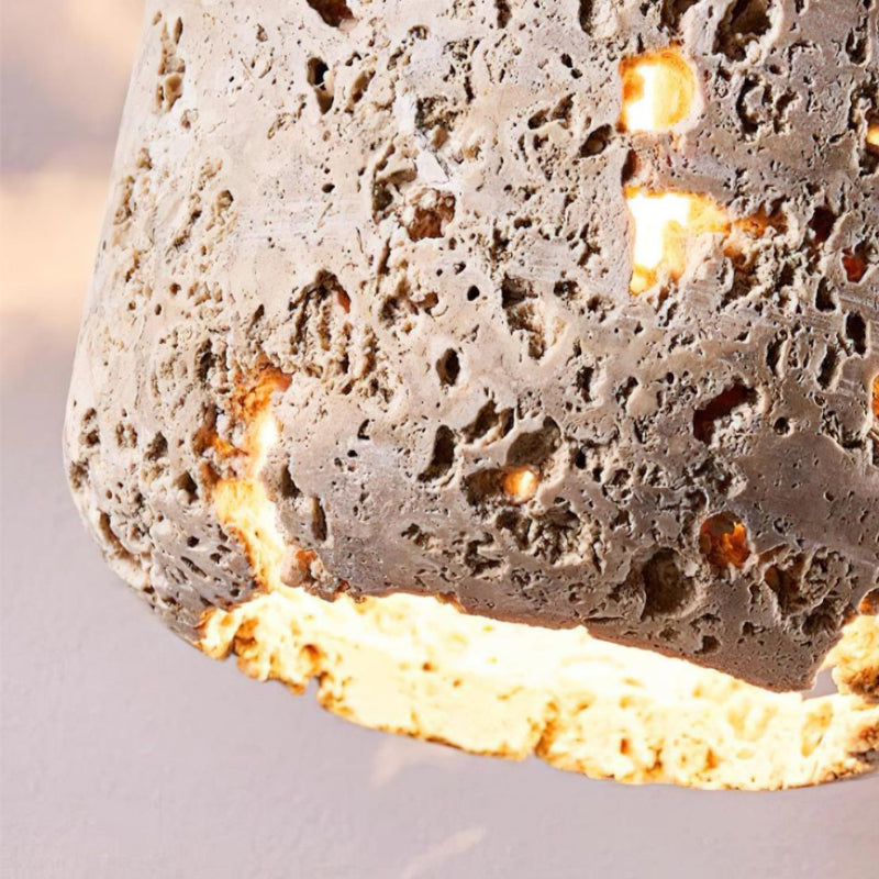 Natural Cylindrical Hollow Travertine Pendant Light