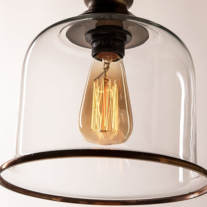 Retro Glass Bell Transparent Pendant Light