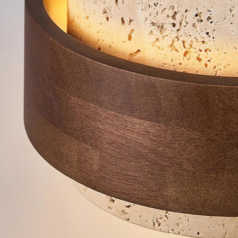 Moderne zylindrische Travertin-Steinsäule Pendelleuchte