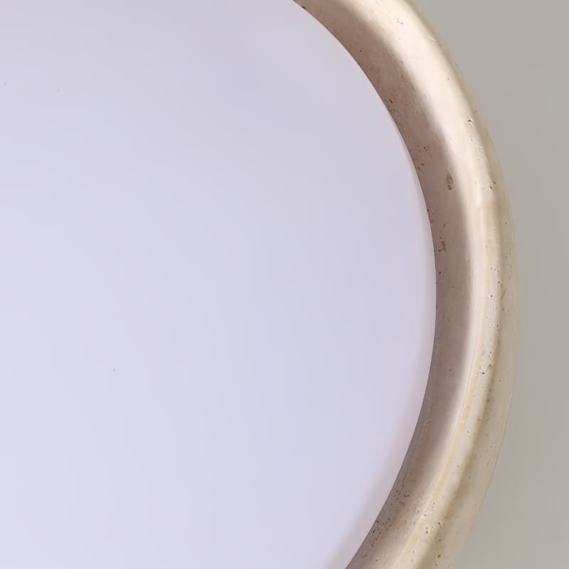 Deckenlampe aus natürlichem Travertin – Runde Lampe aus Walnussholz für den Eingangsbereich