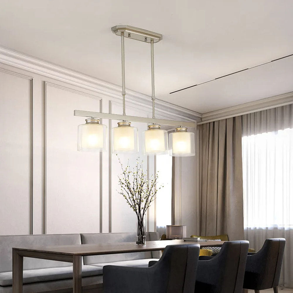 Kitchen Island Pendant Light - Modern Adjustable Height Glass Lighting