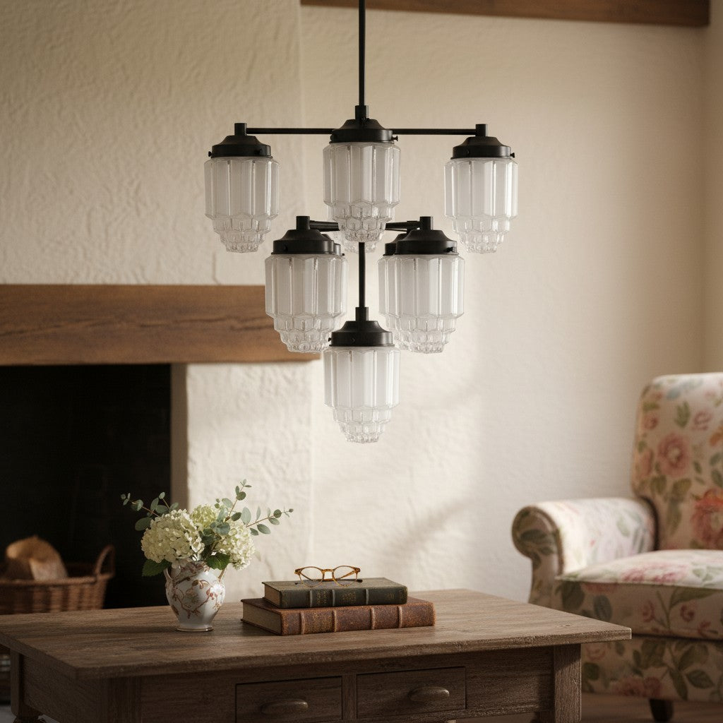 Tierlux Kronleuchter aus strukturiertem Messing mit Glas – Zeitlose Beleuchtung mit Stil