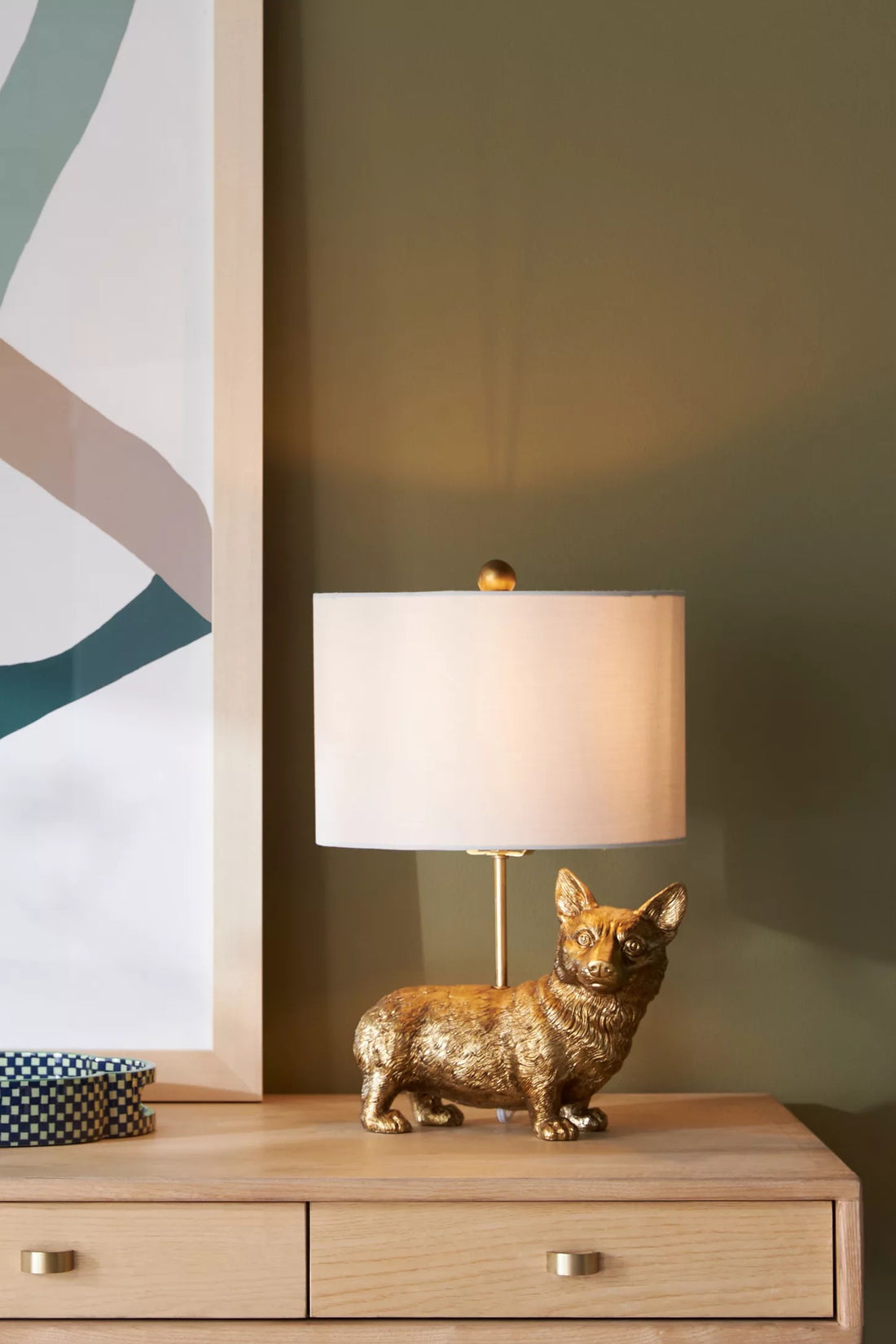 Pawdia Unique Table Lamp - Decorative Fabric Animal Bedside Lamp