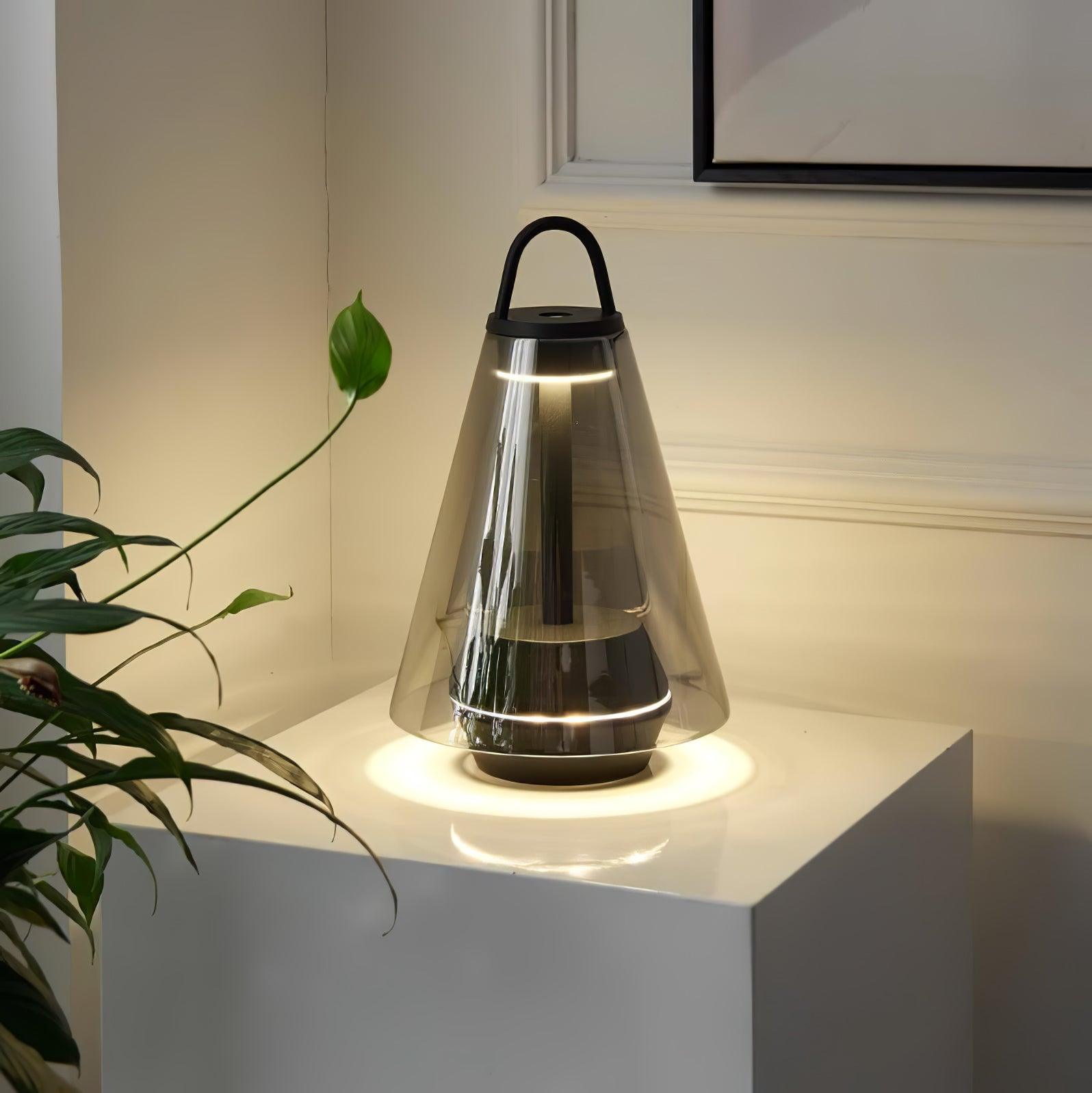 Table Lamp - Rechargeable Glass LED Light for Indoor Use