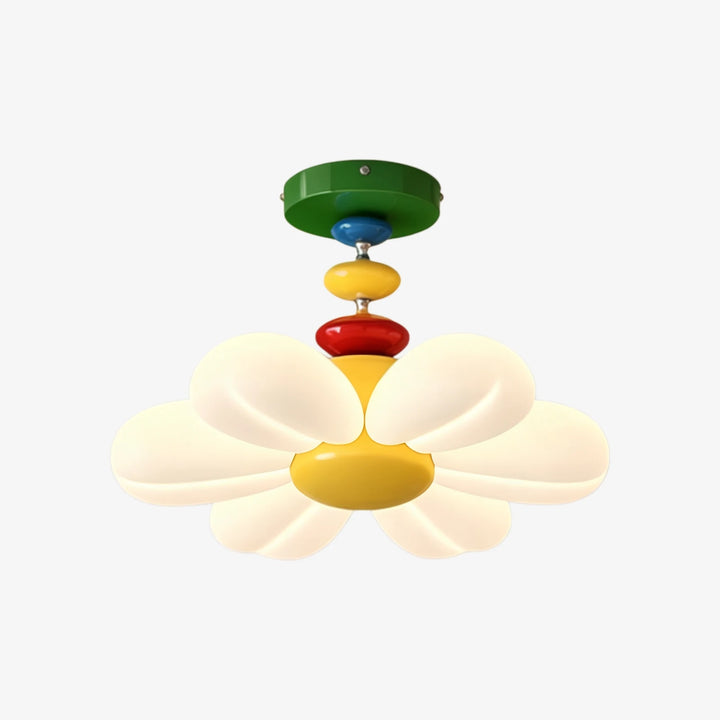 Colorful flower ceiling mount lamp with glowing petals