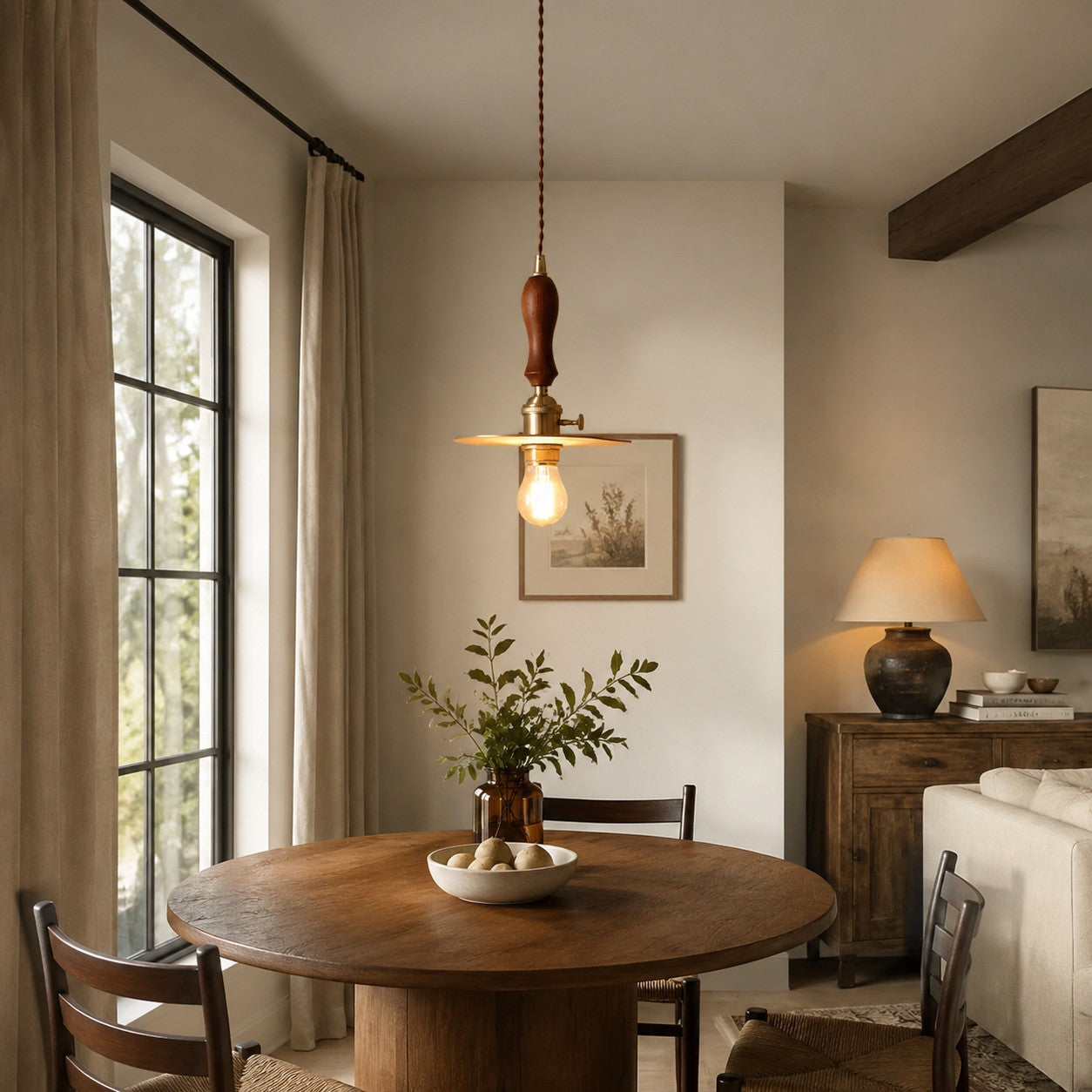 Vintage leather pendant light