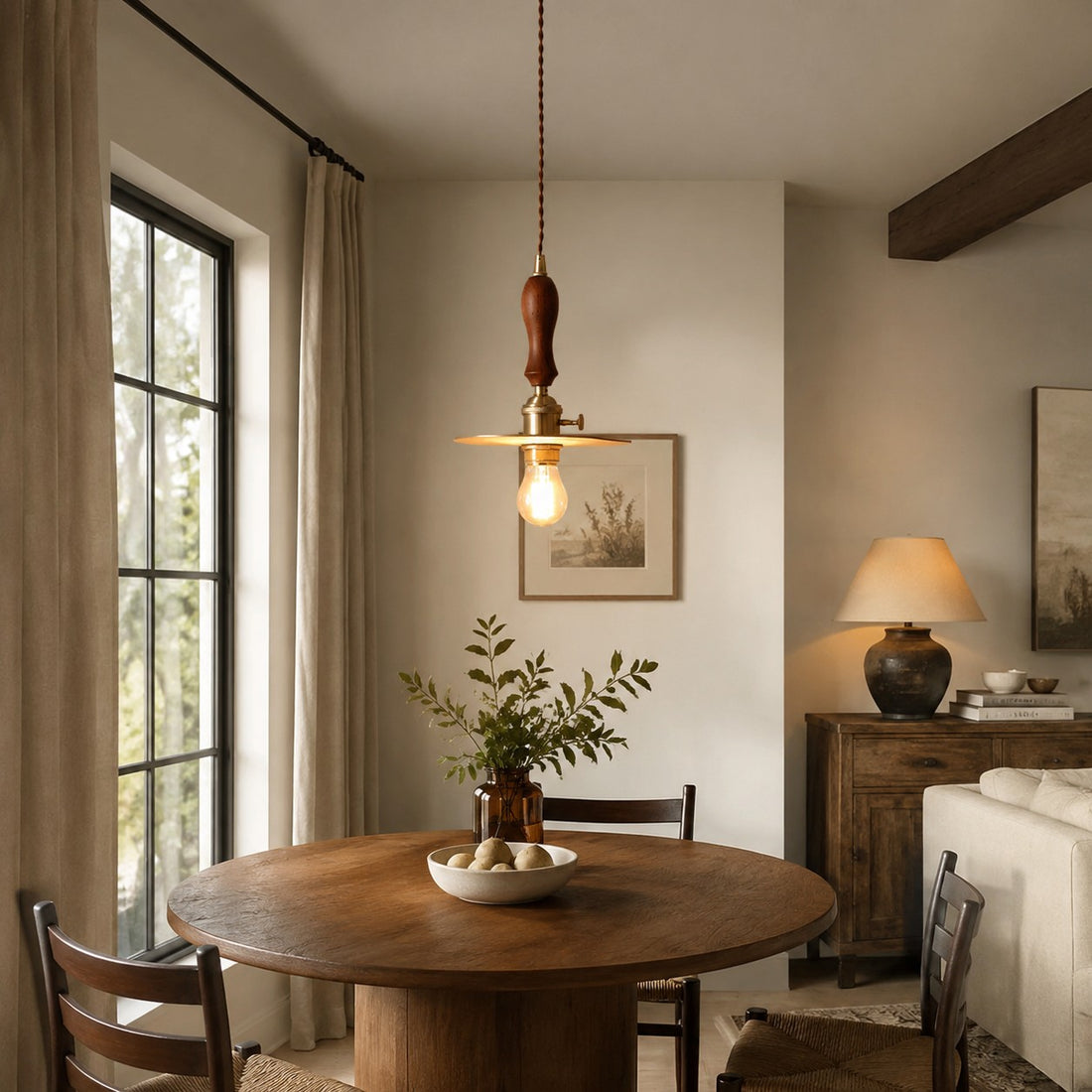 Vintage leather pendant light
