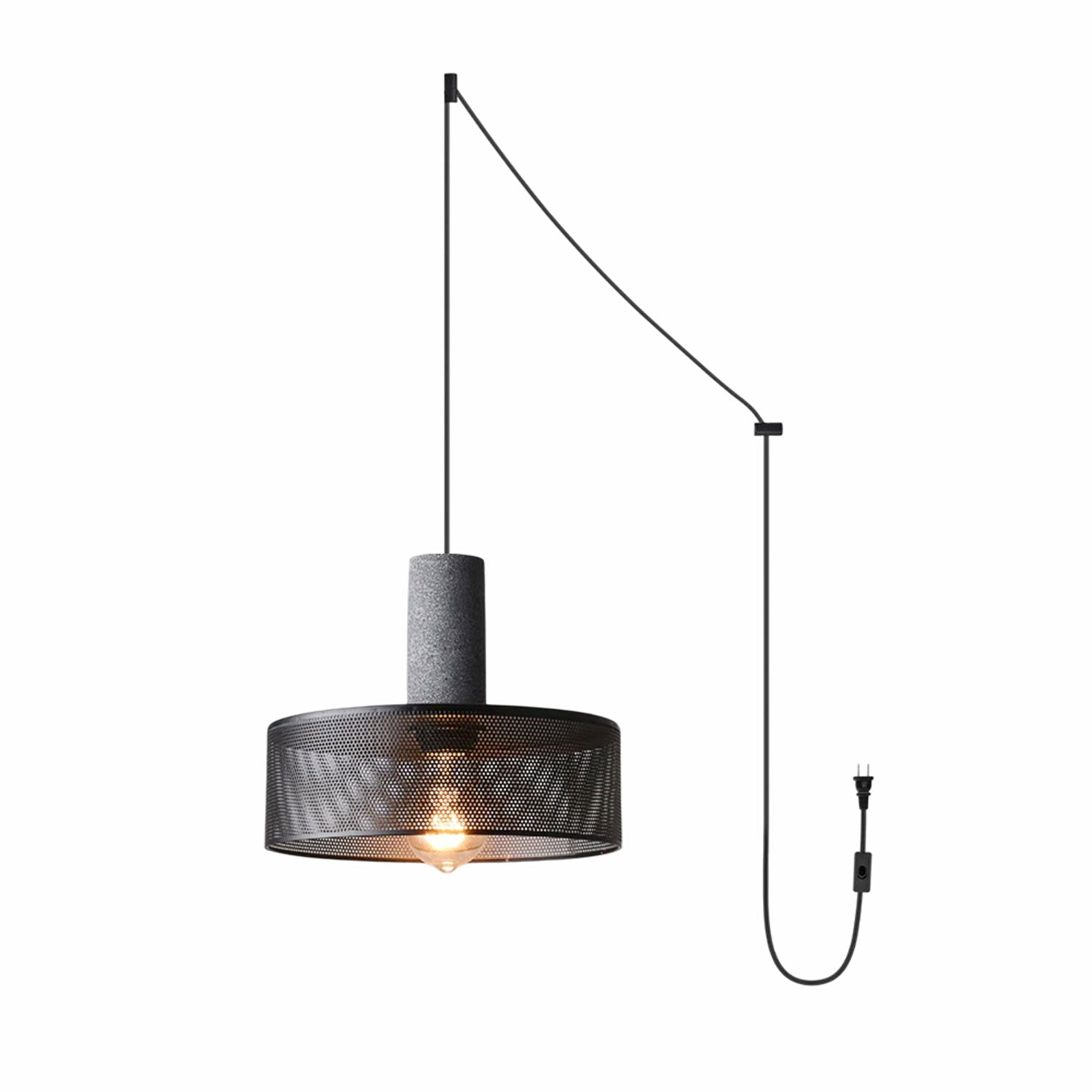Perforated Iron Plug-In Pendant Light