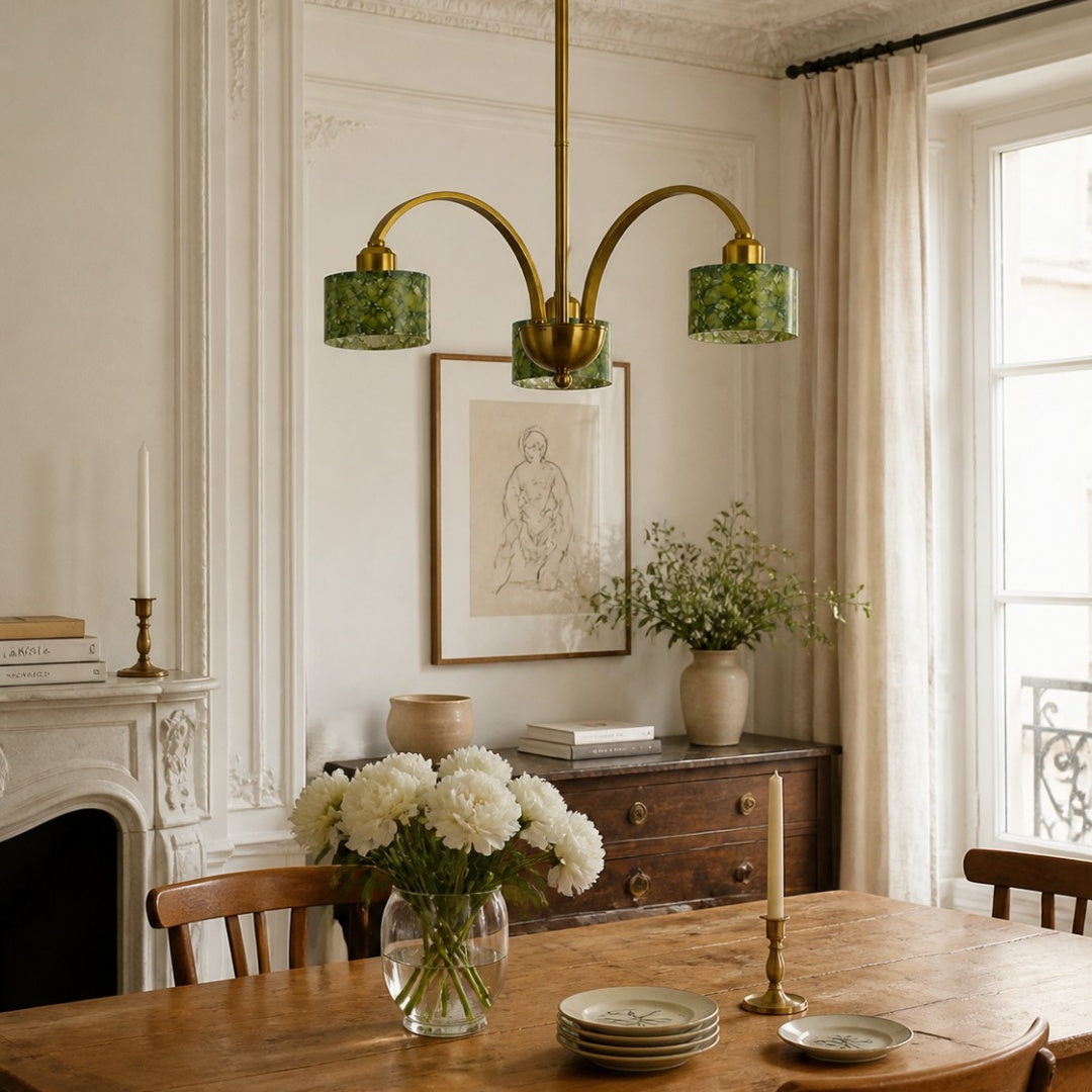 Green Jade Arched Branch Chandelier