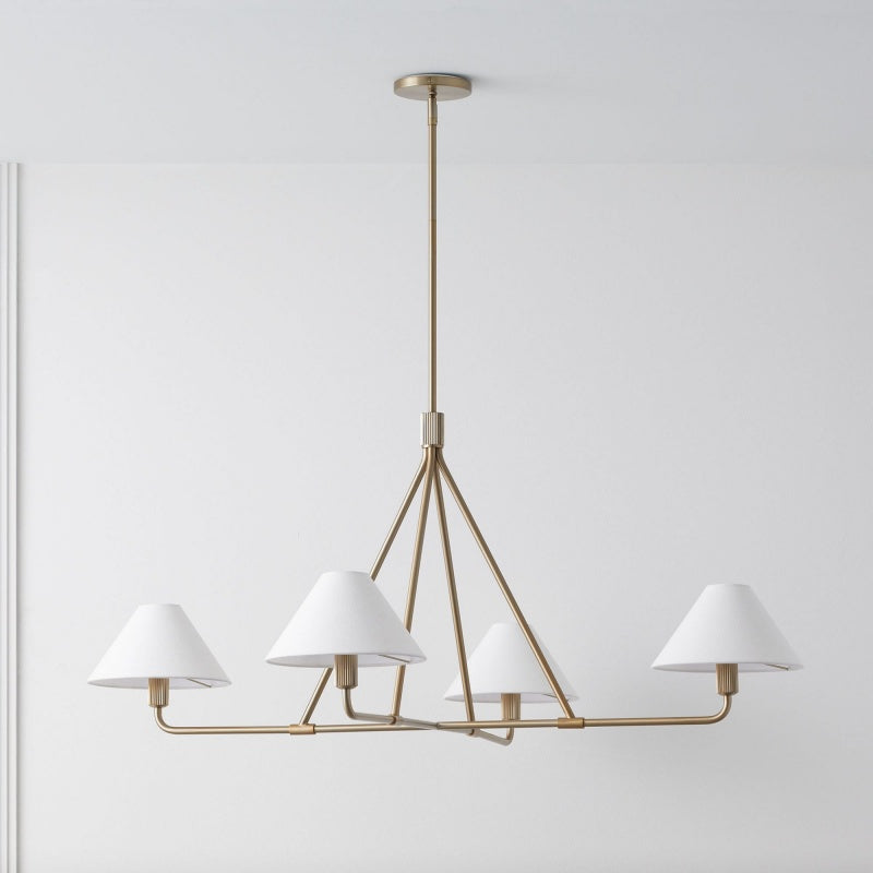 Diora Chandelier - Modern Metal Fixture with Linen Shades