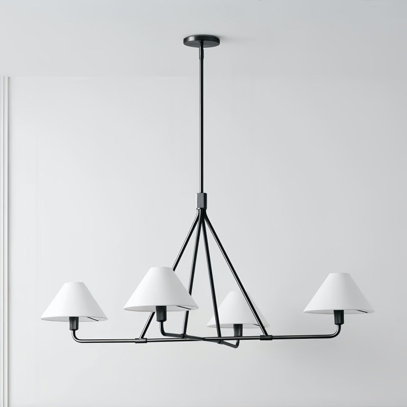 Diora Chandelier - Modern Metal Fixture with Linen Shades