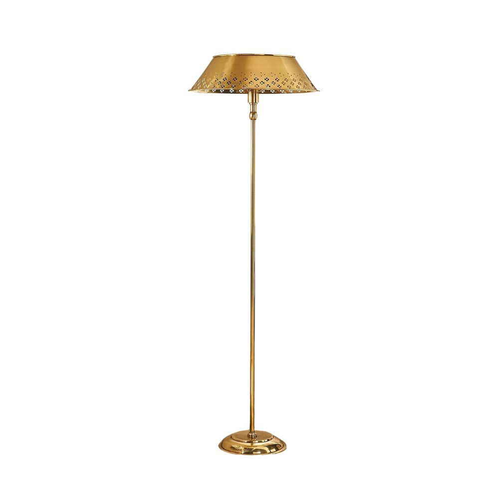 Auriglow Brass Floor Lamp - Enameled Perforated Space Age Bedroom Lamp