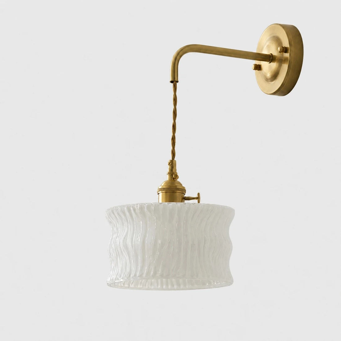 White ripple glass chain wall light on white background