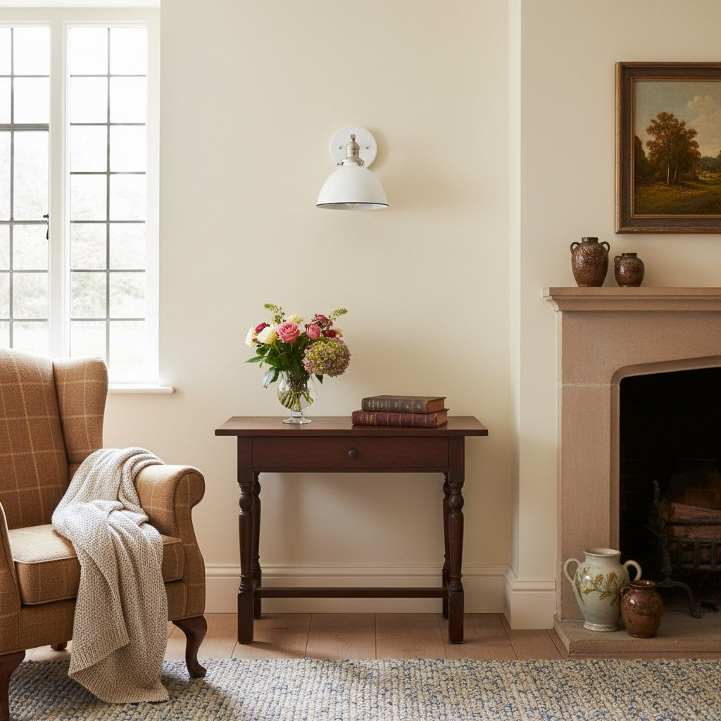 Conique Wandleuchte aus Metall – Weißer Metallschirm – Industrielle moderne Beleuchtung