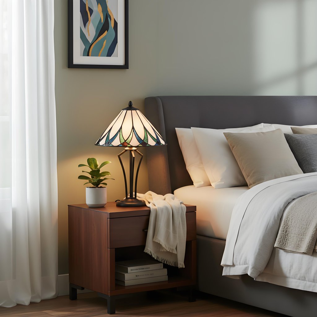 TF Allanton Water Ripple Glass Table Lamp - Classic Style for Living Room, Bedroom or Study