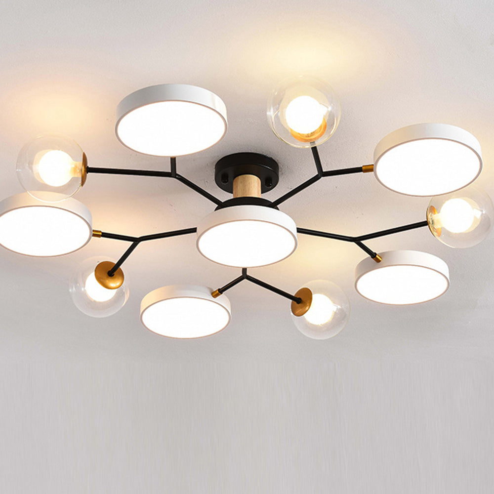 Branch LED Acrylic Ceiling Lamp - Creative Disc Design for Living Room