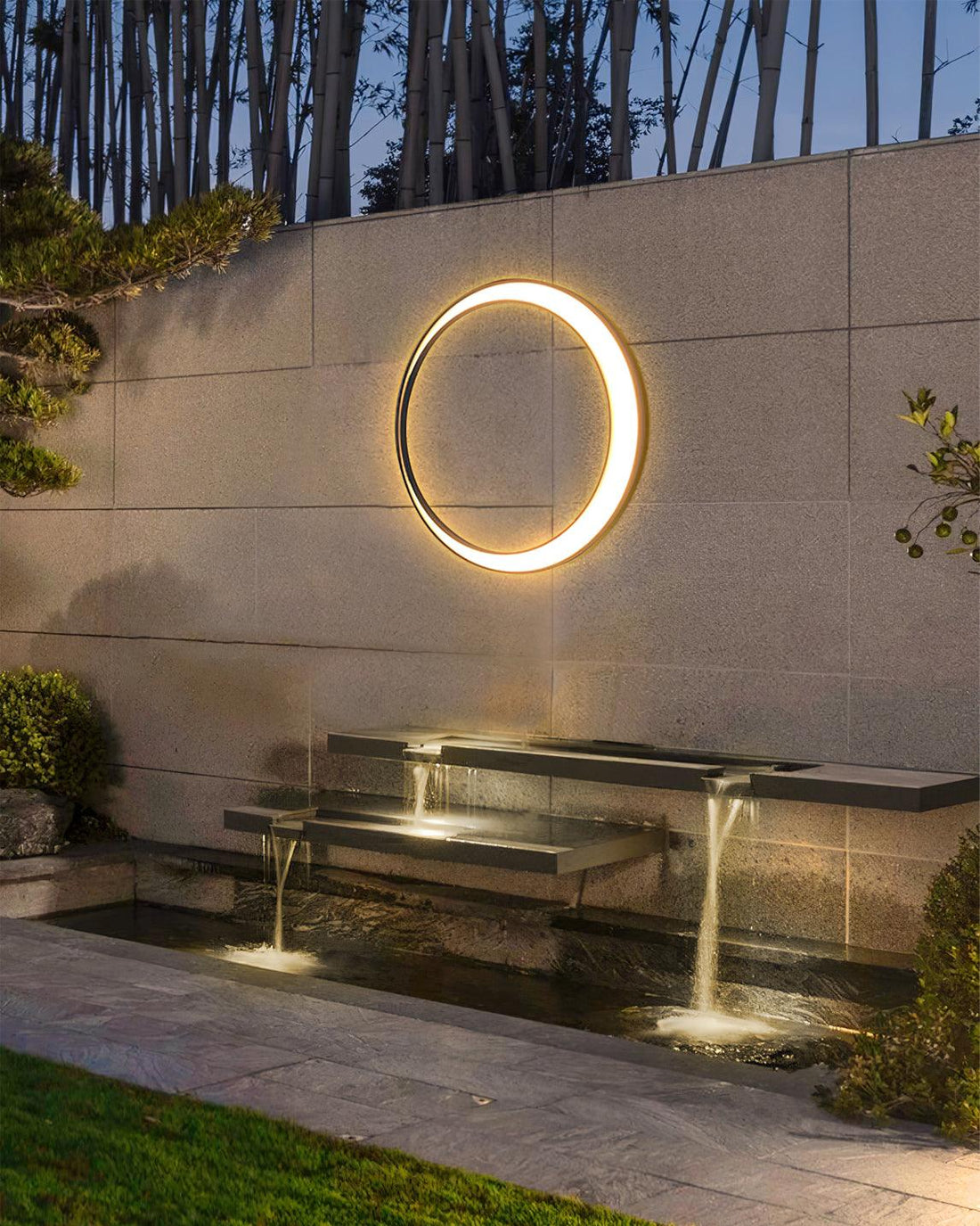 Moon Stainless Steel Wall Lamp - Black Celestial Fixture for Outdoor