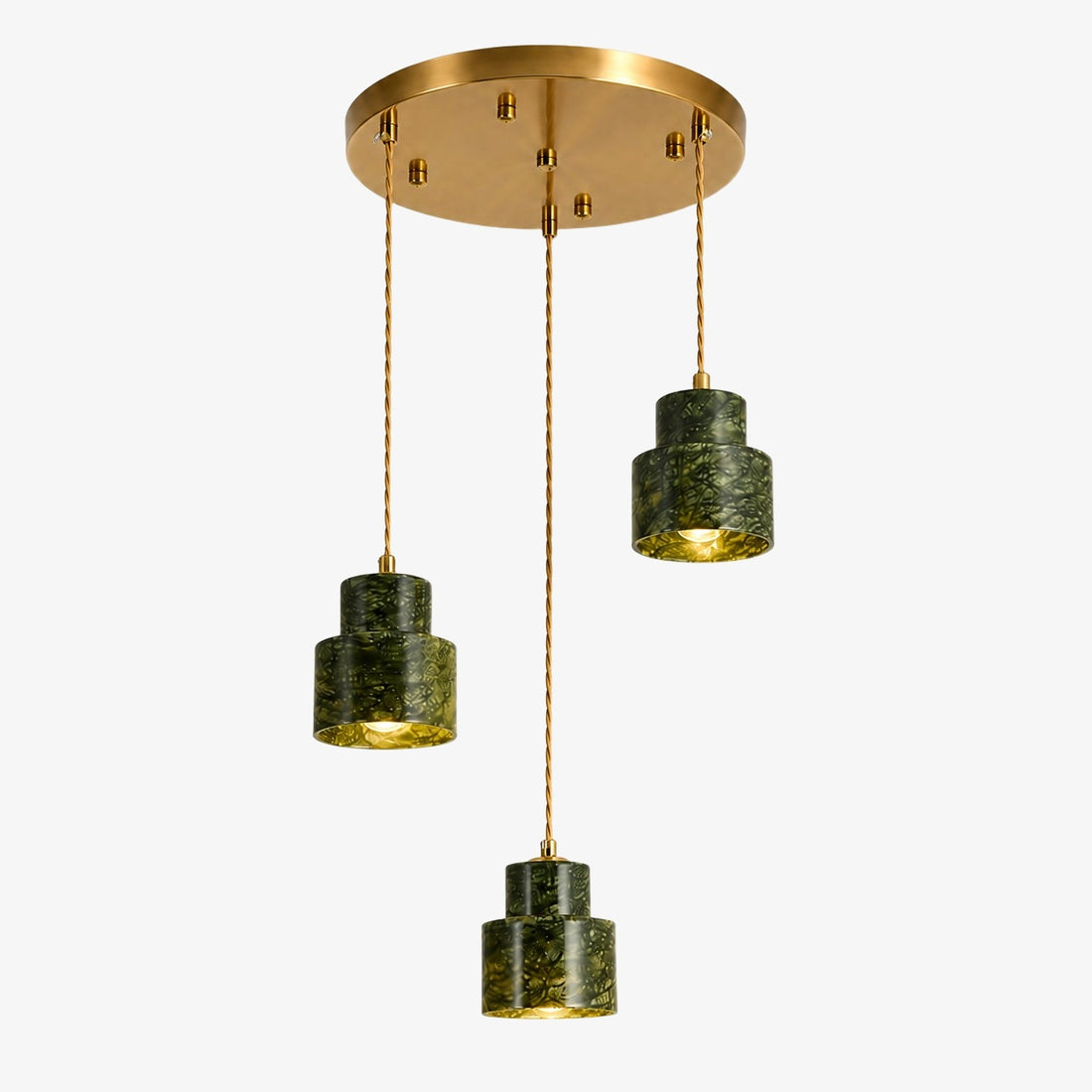 Green Jade 3-Light Linear Pendant Light