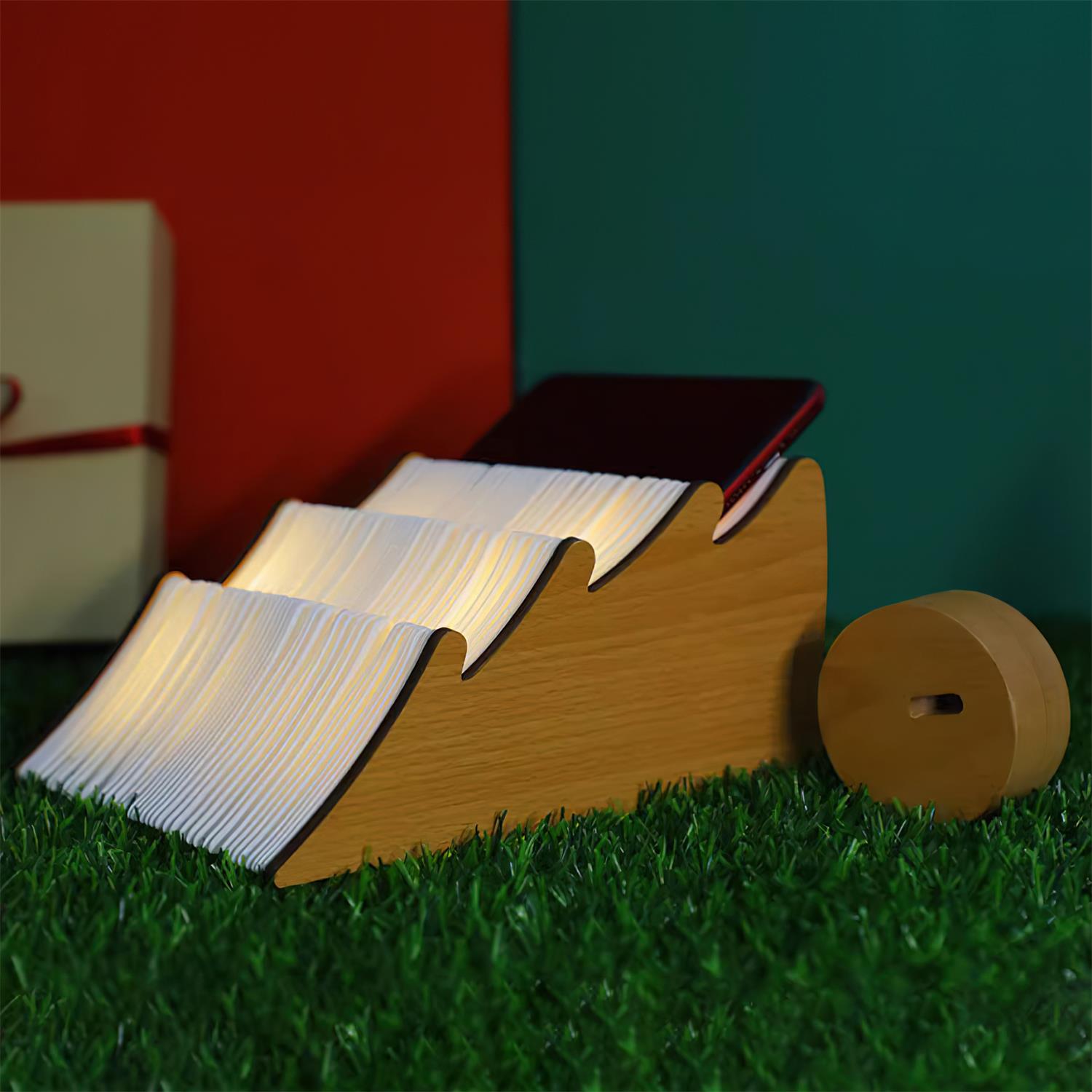 Foldable Christmas Tree Table Lamp - Wooden LED Light for Living Room