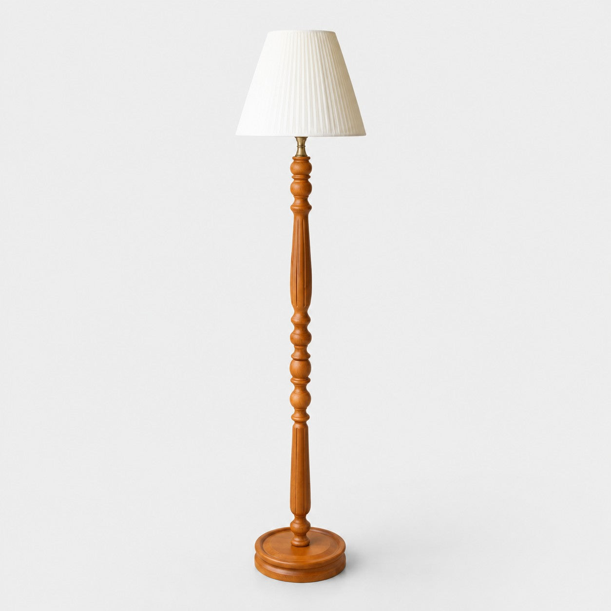 Vintage Solid Wood Floor Lamp with Optional Side Table