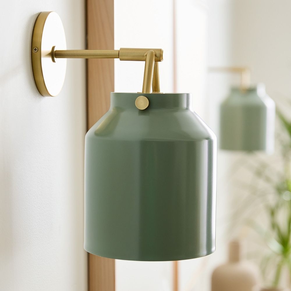 Hanton Brass Damp Rated Sconce - Modern Glass Wall Light for Bathroom