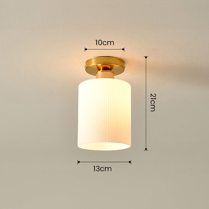 Chic Gold Ceiling Light - Mini Glass Striped Shade Lamp for Hallway