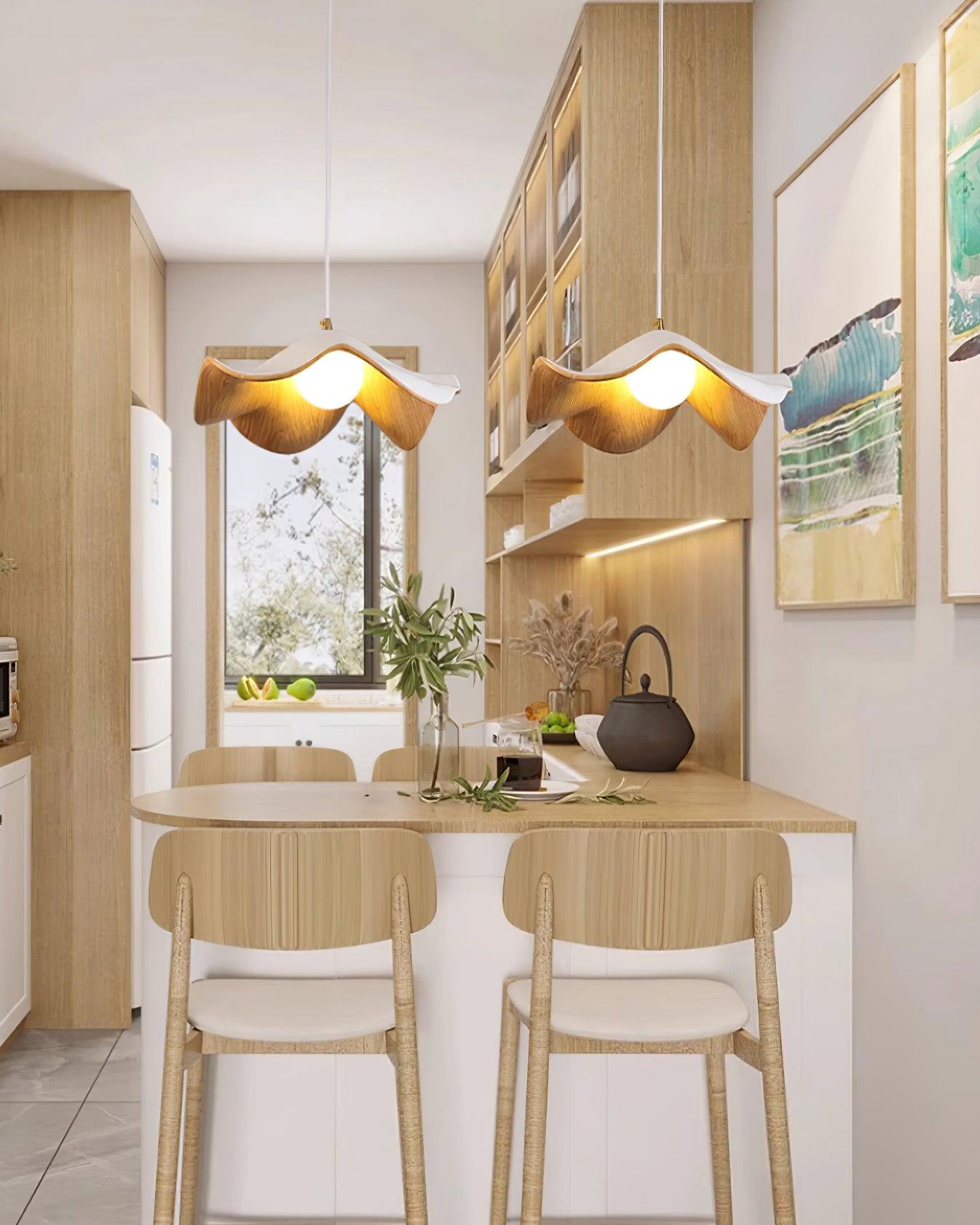 Leaf Vein Glass Plug-In Pendant Lamp