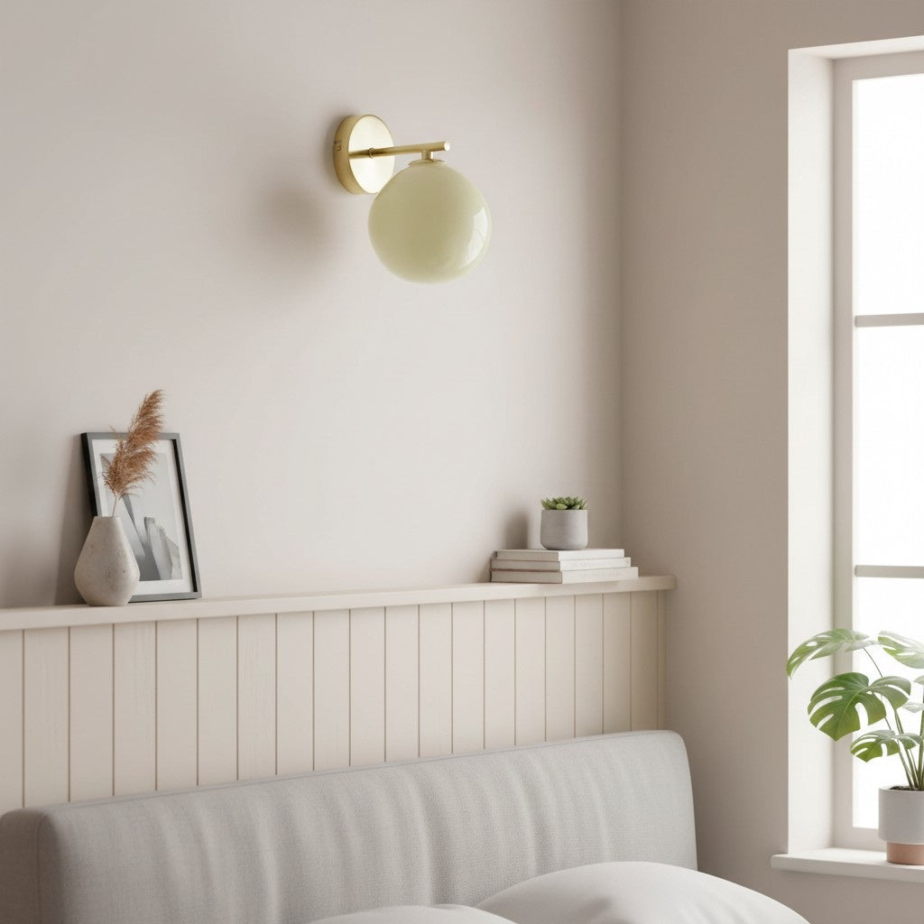 Orra Opal Glass Wall Sconce - Elegant Globe and Metal Sconce for Living Room and Bedroom