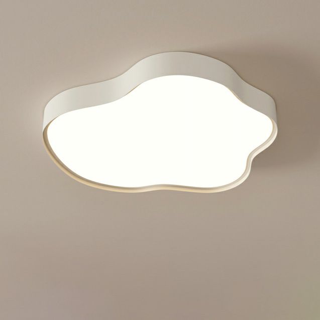 Cream LED Flush Mount Light - Cloud Metal Ceiling Fixture For Hallway