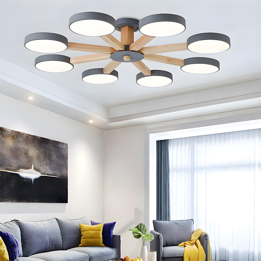Branch Round Ceiling Lamp - Nordic Multi Fixture for Living Room